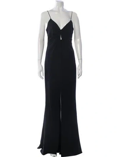 Pre-owned Cinq À Sept V-neck Long Dress In Black