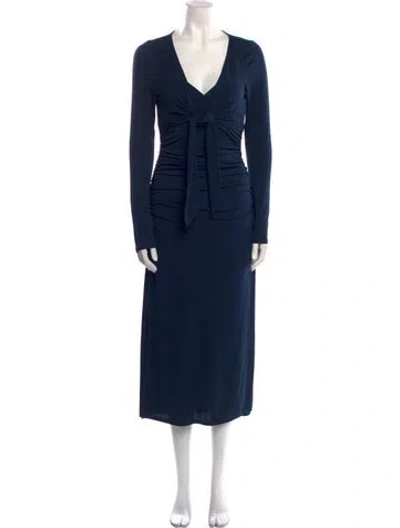 Pre-owned Cinq À Sept V-neck Long Dress In Blue