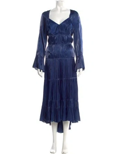 Pre-owned Cinq À Sept V-neck Long Dress In Blue