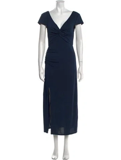 Pre-owned Cinq À Sept V-neck Long Dress In Blue