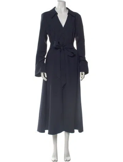 Pre-owned Cinq À Sept V-neck Long Dress In Blue
