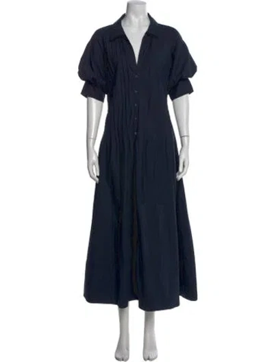 Pre-owned Cinq À Sept V-neck Long Dress In Blue