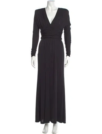 Pre-owned Cinq À Sept V-neck Long Dress In Gray