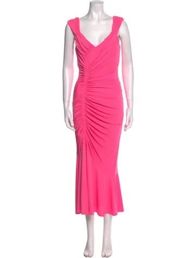 Pre-owned Cinq À Sept V-neck Long Dress In Pink