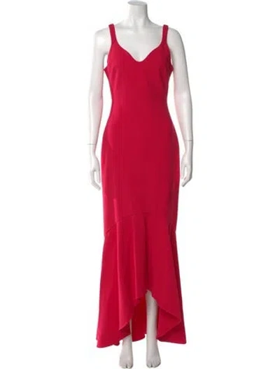 Pre-owned Cinq À Sept V-neck Long Dress In Pink
