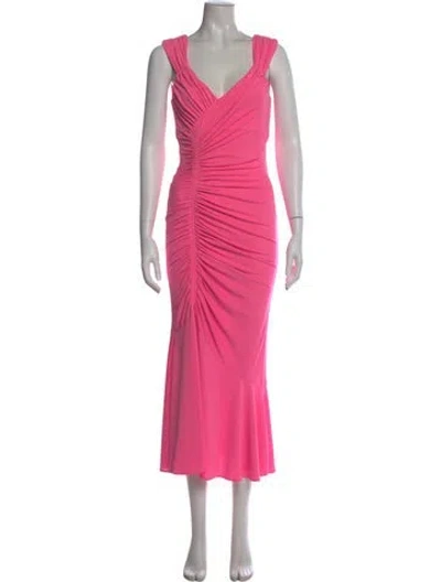 Pre-owned Cinq À Sept V-neck Long Dress In Pink