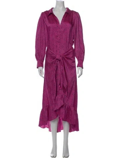 Pre-owned Cinq À Sept V-neck Long Dress In Pink