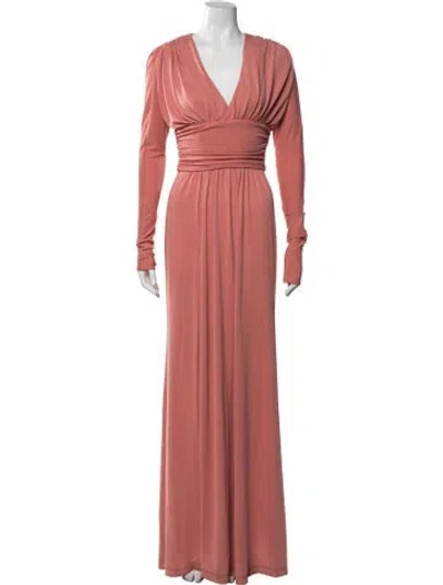 Pre-owned Cinq À Sept V-neck Long Dress In Pink