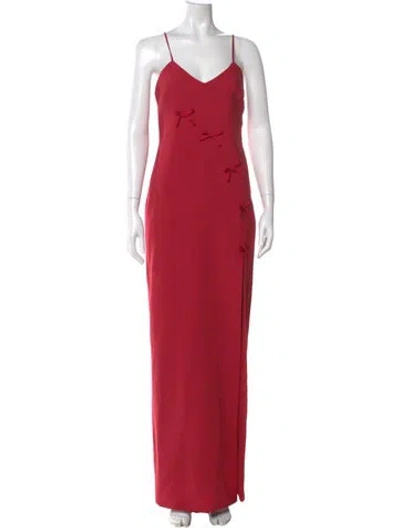 Pre-owned Cinq À Sept V-neck Long Dress In Red