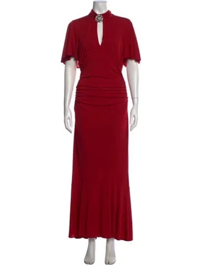 Pre-owned Cinq À Sept V-neck Long Dress In Red