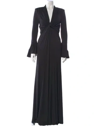 Pre-owned Cinq À Sept V-neck Long Dress W/ Tags In Black