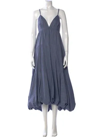 Pre-owned Cinq À Sept V-neck Long Dress W/ Tags In Blue