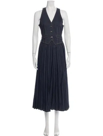 Pre-owned Cinq À Sept V-neck Long Dress W/ Tags In Blue