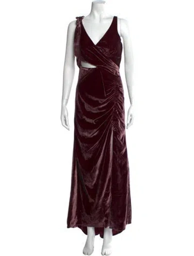 Pre-owned Cinq À Sept V-neck Long Dress W/ Tags In Burgundy