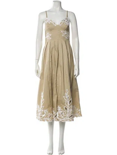 Pre-owned Cinq À Sept V-neck Long Dress W/ Tags In Neutral