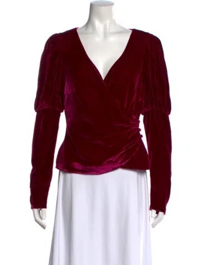 Pre-owned Cinq À Sept V-neck Long Sleeve Blouse In Purple