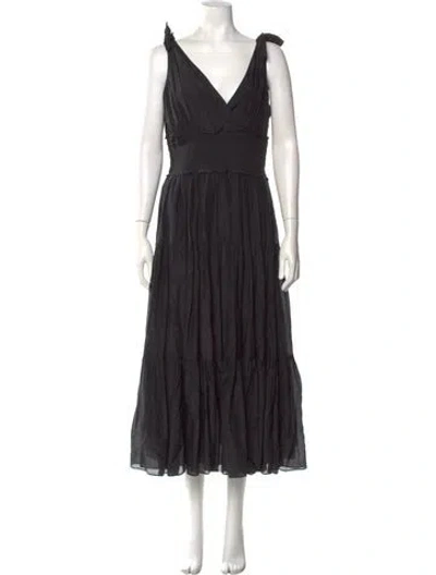 Pre-owned Cinq À Sept V-neck Midi Length Dress In Black