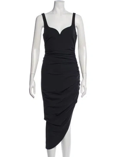 Pre-owned Cinq À Sept V-neck Midi Length Dress In Black