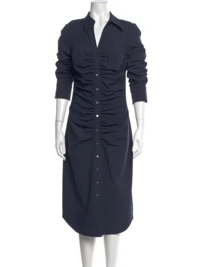 Pre-owned Cinq À Sept V-neck Midi Length Dress In Blue