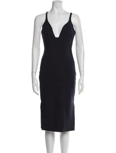 Pre-owned Cinq À Sept V-neck Midi Length Dress In Blue
