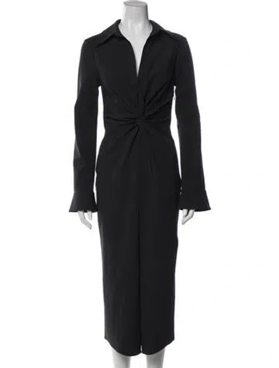 Pre-owned Cinq À Sept V-neck Midi Length Dress In Blue