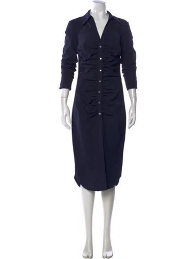 Pre-owned Cinq À Sept V-neck Midi Length Dress In Blue