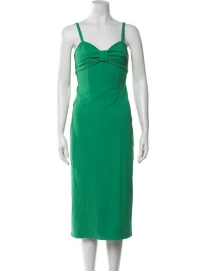 Pre-owned Cinq À Sept V-neck Midi Length Dress In Green