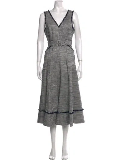 Pre-owned Cinq À Sept V-neck Midi Length Dress In Grey