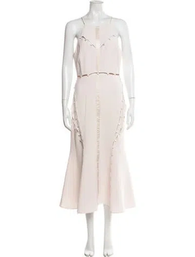 Pre-owned Cinq À Sept V-neck Midi Length Dress In Neutral
