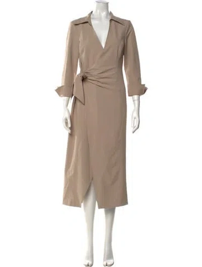 Pre-owned Cinq À Sept V-neck Midi Length Dress In Neutral