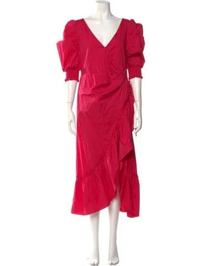 Pre-owned Cinq À Sept V-neck Midi Length Dress In Pink