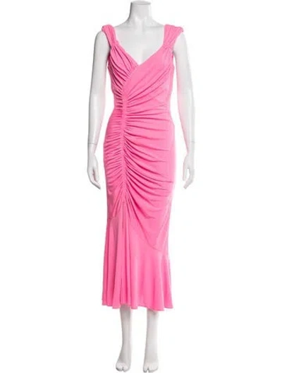 Pre-owned Cinq À Sept V-neck Midi Length Dress In Pink