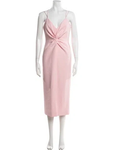 Pre-owned Cinq À Sept V-neck Midi Length Dress In Pink
