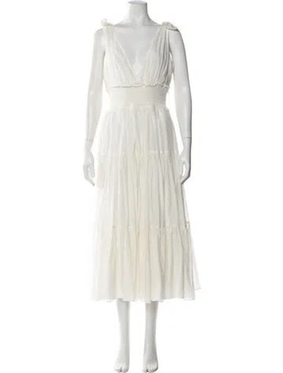 Pre-owned Cinq À Sept V-neck Midi Length Dress W/ Tags In White