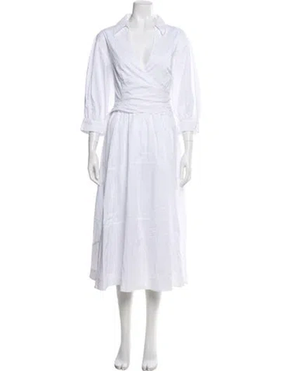 Pre-owned Cinq À Sept V-neck Midi Length Dress In White