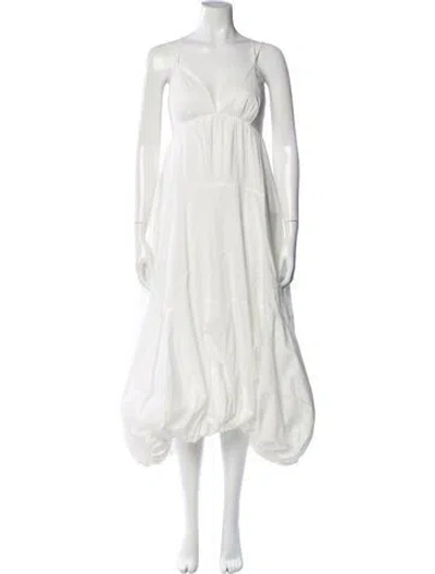 Pre-owned Cinq À Sept V-neck Midi Length Dress In White