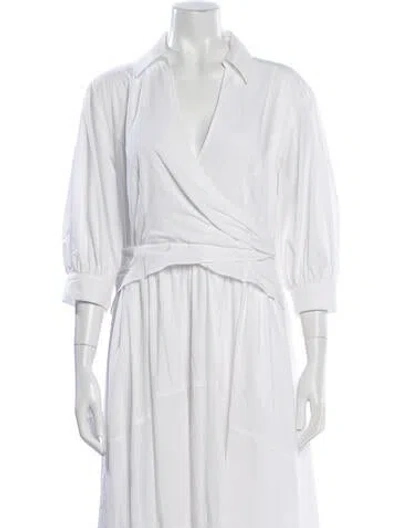 Pre-owned Cinq À Sept V-neck Midi Length Dress In White