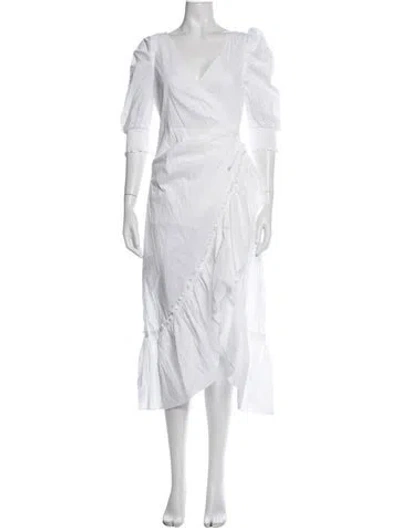 Pre-owned Cinq À Sept V-neck Midi Length Dress In White