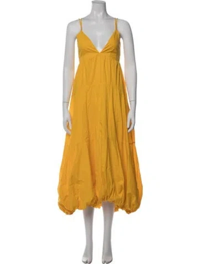 Pre-owned Cinq À Sept V-neck Midi Length Dress In Yellow