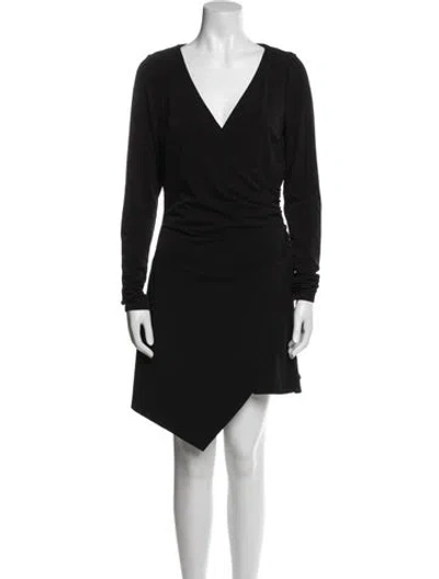 Pre-owned Cinq À Sept V-neck Mini Dress In Black