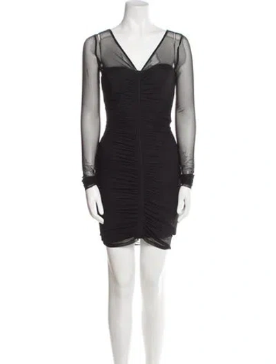 Pre-owned Cinq À Sept V-neck Mini Dress In Black