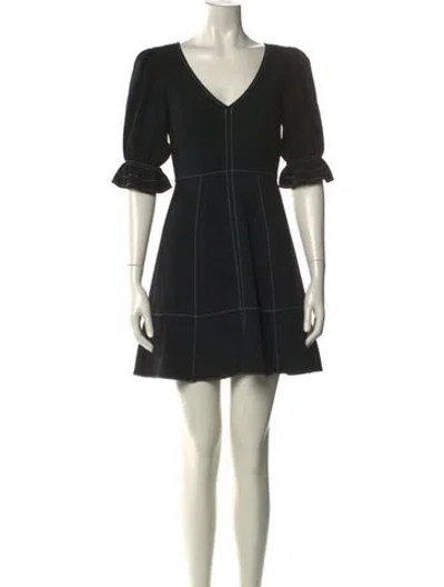 Pre-owned Cinq À Sept V-neck Mini Dress In Black