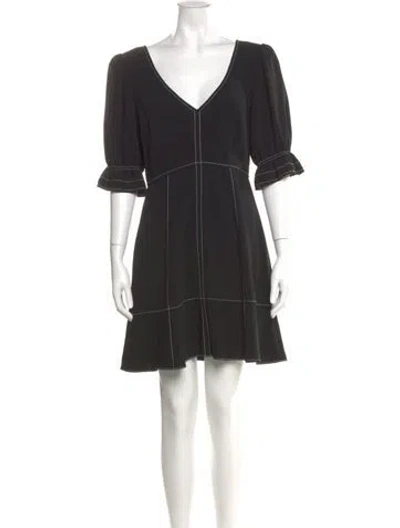 Pre-owned Cinq À Sept V-neck Mini Dress In Black