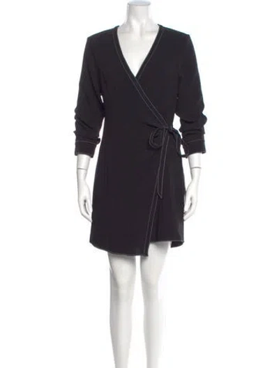 Pre-owned Cinq À Sept V-neck Mini Dress In Black