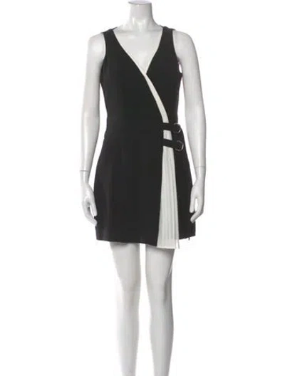 Pre-owned Cinq À Sept V-neck Mini Dress In Black