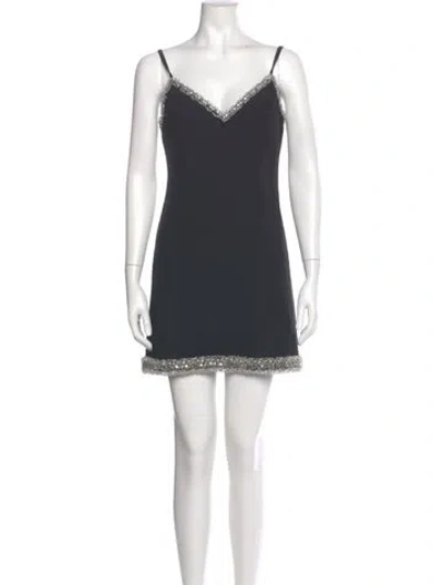 Pre-owned Cinq À Sept V-neck Mini Dress In Black