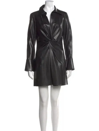 Pre-owned Cinq À Sept V-neck Mini Dress In Black