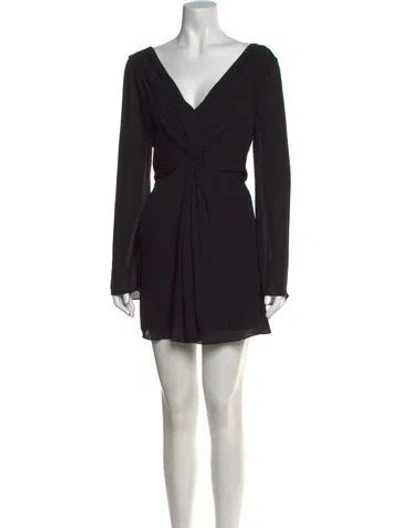 Pre-owned Cinq À Sept V-neck Mini Dress In Black