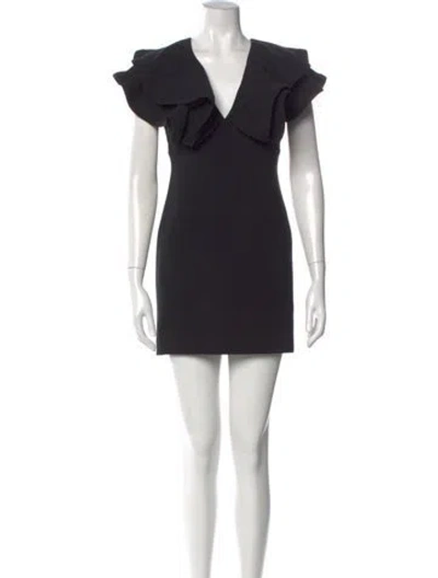 Pre-owned Cinq À Sept V-neck Mini Dress In Black