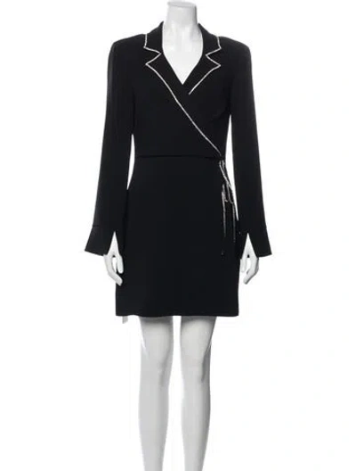 Pre-owned Cinq À Sept V-neck Mini Dress In Black